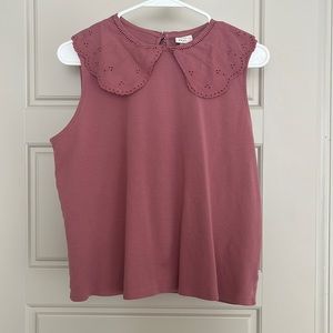 Pink Collared Tank Top Blouse